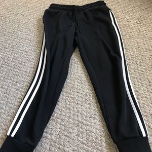 Adidas fleece striped jogger pants